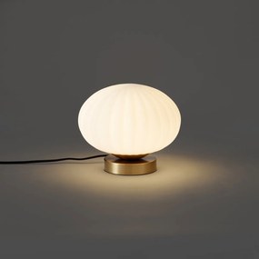 Lampada da tavolo di design in ottone con vetro opale - Mochi