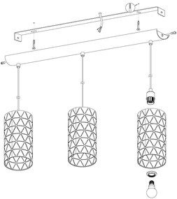 Eglo 98353 - Lampadario a sospensione con filo RAMON 3xE27/40W/230V
