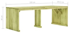Tavolo da Giardino 220x101,5x80 cm in Legno di Pino Impregnato