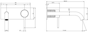 Parte esterna miscelatore lavabo a parete bocca lunga senza scarico parte incasso non inclusa steel brushed intreccio 54190 gessi