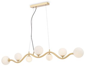 Lampadario Contemporaneo Uva Metallo Oro 7 Luci Diffusori Bianchi