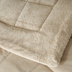 Copriletto trapuntato crema in micro felpa per letto matrimoniale 200x220 cm Cosy Cord - Catherine Lansfield