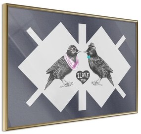 Poster  Bird Love  Cornice Quadri Cornice d'oro, Larghezza x Altezza Home decor 45x30