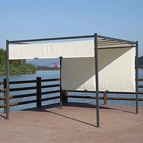 Pergola da Giardino 3x3, Gazebo in Acciaio Verniciato, Top in Poliestere 180 g/mq | 300x300x285h