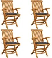 Sedie da Giardino con Cuscini Antracite 4 pz Massello di Teak 3065617