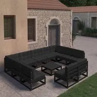 Set Divani da Giardino 10 pz con Cuscini Massello di Pino Nero cod mxl 42589