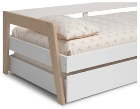 Letto da bambini estraibile bianco in pino massiccio con contenitore con rete inclusa 90x200 cm Carrie – Marckeric
