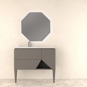 Mobile bagno sospeso con lavabo L 105 x H 55 x P 45.3 cm grigio nuvola per vasca a sinistra Vintage