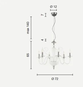 Lampadario sospeso in vetro ottano debussy 6 luci lp.debussy-6-ott