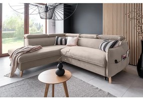 Divano letto angolare in velluto beige (angolo sinistro) Sweet Harmony - Miuform