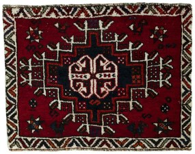 Shiraz Tappeto 70 x 50 Rosso (Iran) Annodato A Mano