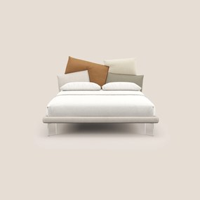 Rebus letto imbottito dal design moderno con piedi trasparenti in plexiglass