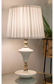 Lampada da tavolo bianca con paralume in tessuto (altezza 45 cm) Caserta - Mauro Ferretti