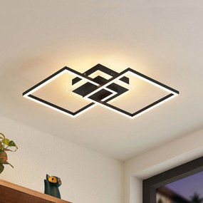 Plafoniera a LED Fjardo Lindby, dimmerabile, Nero, Soggiorno / Sala da pranzo, Alluminio, Moderno, Plafoniera LED