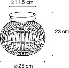 Plafoniera rustica in bambù 25 cm - Canna