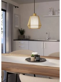 Lampadario Glamour Ciudadela nero paralume bianco e ottone E27 Ø18cm EGLO