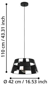 Eglo 43892 - Lampadario a sospensione con filo PONTEFRACT 1xE27/40W/230V