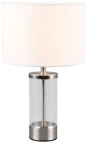 Lampada da tavolo in argento con paralume in tessuto (altezza 33,5 cm) Grazia - Trio