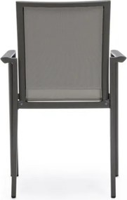 Set 4 Sedie Da Esterno Antracite In Alluminio E Textilene Con Braccioli Konnor Bizzotto