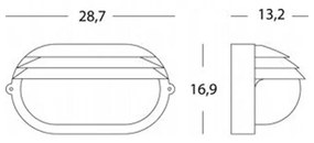 Applique Grande Esterno Palpebra Ovale Alluminio E Vetro Nero 1 Luce E27