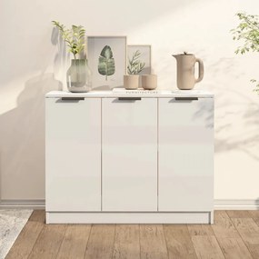 Credenza bianco lucido 90,5x30x70 cm in legno multistrato