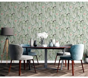 DUTCH WALLCOVERINGS Carta da Parati "Flamingo" Menta