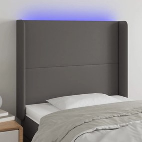 Testiera A Led Grigio 103x16x118/128cm İn Similpelle /