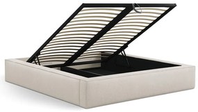 Letto matrimoniale imbottito color crema con contenitore e rete inclusi 180x200 cm Simon – Micadoni