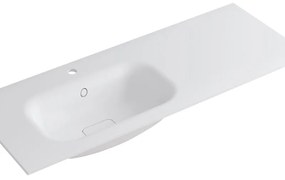 Lavabo a incasso rettangolare vasca a sinistra L 120.5 x H 15 x P 46 cm in resina bianco lucido