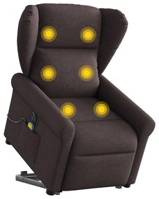 Poltrona Alzapersona Massaggio Elettrica Marrone Scuro Tessuto /