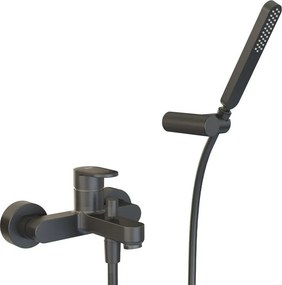 Rubinetto per vasca getto laminare cristallino PLANO per muro nero verniciato HUBER
