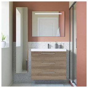 Mobile bagno sospeso con lavabo L 90 x H 73 x P 46 cm rovere charleston 3 cassetti per vasca centrale Remix