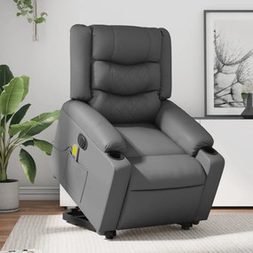 Poltrona Alzapersona Elettrica Reclinabile Grigio İn Similpelle /