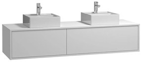Mobile per bagno sospeso Bianco con lavabo doppio L150 cm - ISAURE II