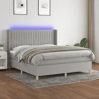 Letto a Molle Materasso e LED Grigio Chiaro 180x200 cm Tessuto 3139053