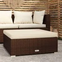 Poggiapiedi da Giardino Cuscino Marrone 70x70x30 cm Polyrattan cod mxl 67794