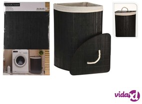 Bathroom Solutions Cesto Portabiancheria ad Angolo in Bambù Nero