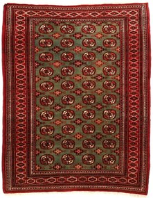 Turkmen Tappeto 150x120 Verde (Iran) Annodato A Mano