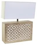 Lampada da tavolo DKD Home Decor Marrone Poliestere Bianco Legno di mango 50 W (33 x 12 x 41 cm)