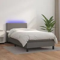 Giroletto Molle con Materasso e LED Grigio 90x200cm Similpelle 3134145