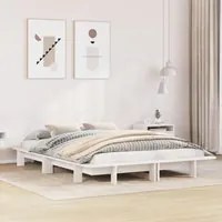 Letto senza Materasso Bianco 135x190 cm Legno Massello di Pino 850675