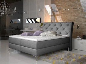 Letto matrimoniale boxspring Positano - 160 x 200 cm , Tessuto grigio liscio