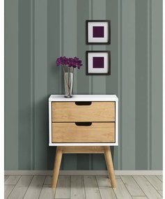 Comodino bianco e marrone in legno di pino massiccio Baku - Marckeric