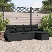 Set Divani da Giardino 5 pz con Cuscini in Polyrattan Nero 3221284