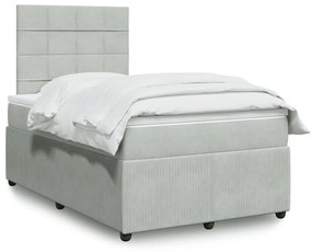 Giroletto A Molle Con Materasso Grigio Chiaro 120x190cm Velluto /