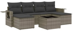 Set divani da giardino 7 pz con cuscini grigio in polyrattan