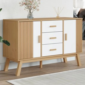 Credenza Olden Bianca E Marrone 114x43x73,5 Cm Massello Di Pino /