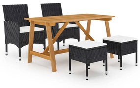 Set Mobili da Pranzo per Giardino 5 pz Nero