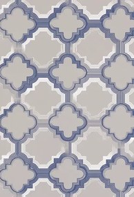 Osborne & Little Carta da parati Quatrefoil - Sapphire/ Metallic Gilver/ Matt Silver