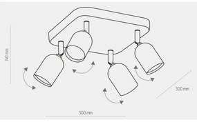 Faretto  TOP 4xGU10/10W/230V oro/nero